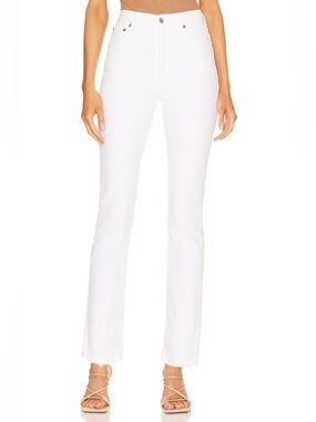 AGOLDE Riley High Rise Straight Crop Jeans White Raw Hem Size 29